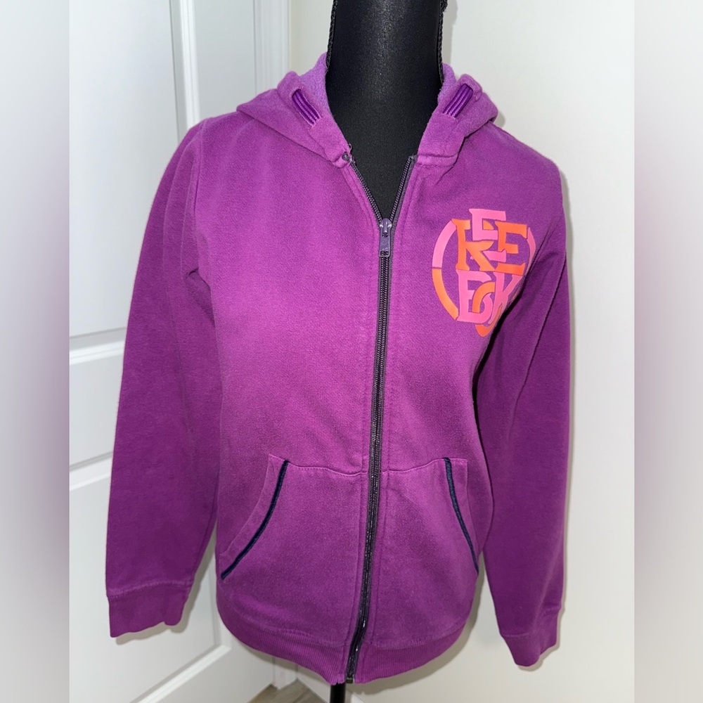 Purple Reebok zip-up, hooded sweatshirt